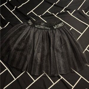 MAD Engine Black Tulle Skirt with Glitter and Lettering